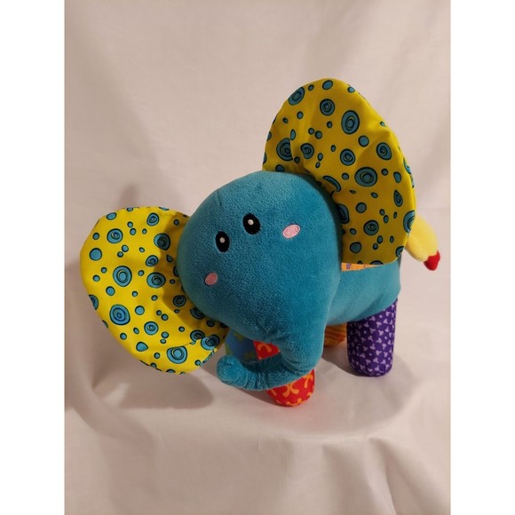 Nuby Patchwork Crinkle Rattle Squeaker Jingle Elephant Stuffed Animal Plush 2017 - Picture 1 of 13